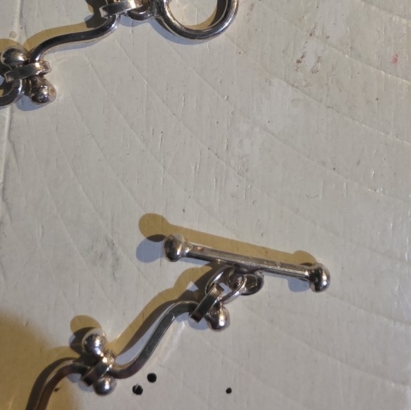 Necklace Curved Bar Link And Ball 925 Sterling Silver - Picture 5 of 5